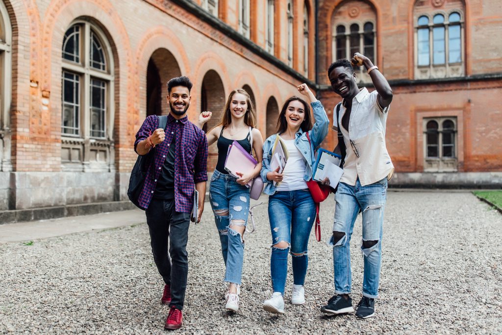 friends with smile happy emotions university